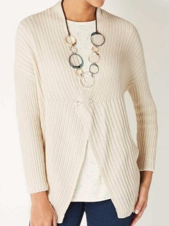 Pure Jill Sweaters - Pure Jill Women's Tan Relaxed Open Knit Cardigan Sweater Sz M Lagenlook Office